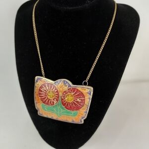 VINTAGE big brass pendant necklace